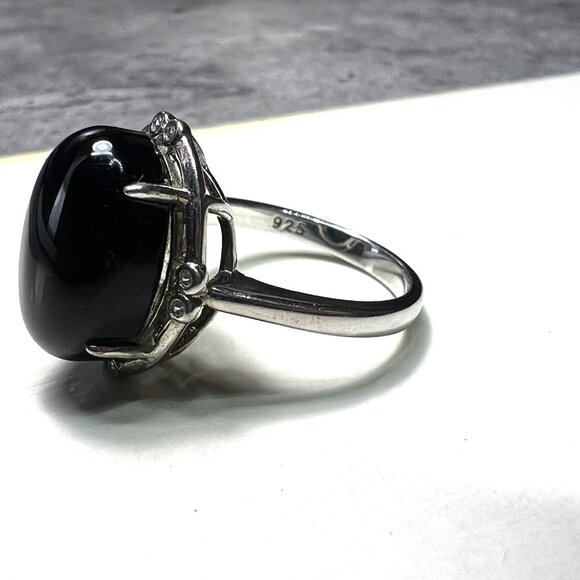 Black Stone ring, size 6, .925 sterling silver, NWOT - Picture 10 of 13